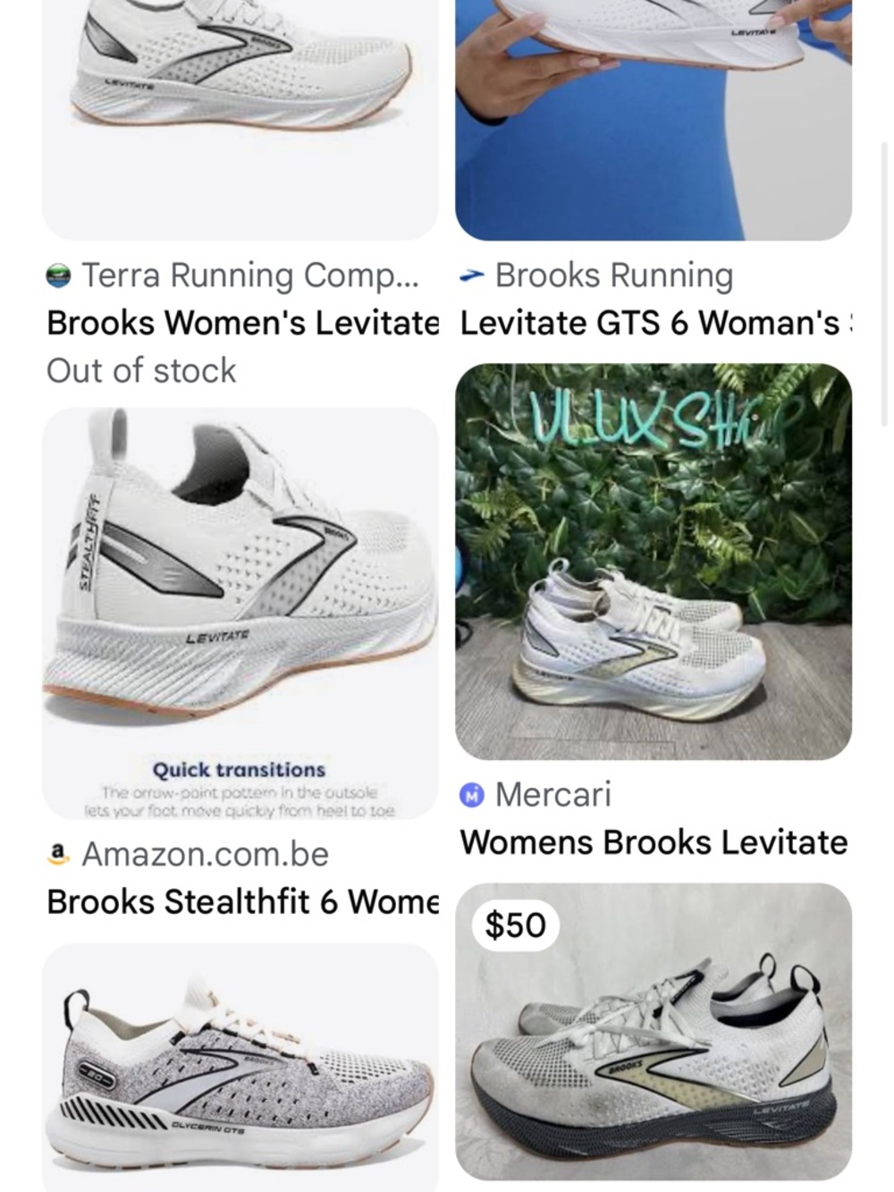 Brooks Women's Levitate Running Sneakers — White with Silver Accents